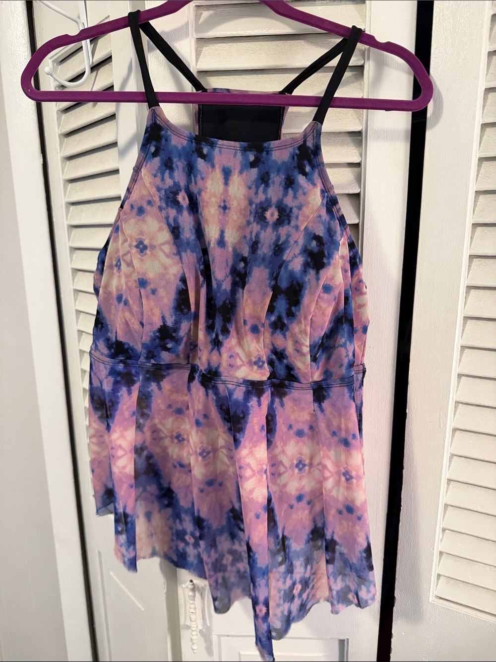 Ava & Viv Purple Blue Tie-Dye Swim Tankini Top